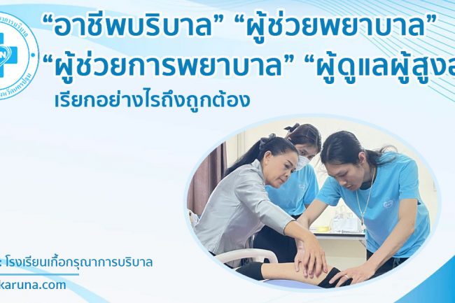 อาชีพบริบาล ผู้ช่วยพยาบาล ผู้ช่วยการพยาบาล ผู้ดูแลผู้สูงอายุ ... เรียกอย่างไรถึงถูกต้อง